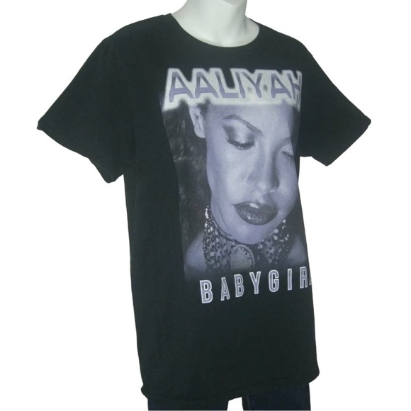 Vintage Aaliyah Tee Shirt Black Purple Dress 90s y2k Streetwear ALT egirl Grunge - Picture 2 of 6